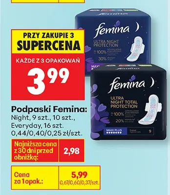 Podpaski Femina Night promocja w Biedronka