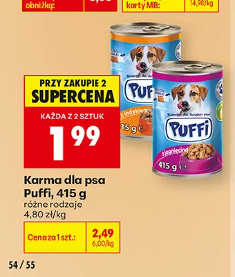 Karma dla psa Puffi z jagnięciną promocja w Biedronka