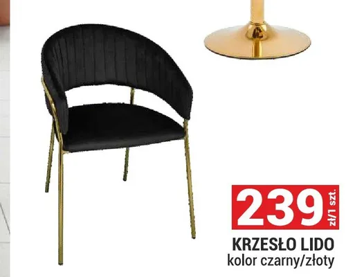 Krzesło Lido czarne złote promocja w Merkury Market
