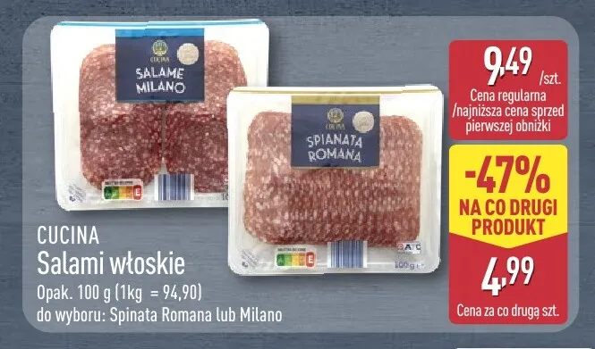 Salami włoskie Spianata Romana Cucina promocja w Aldi