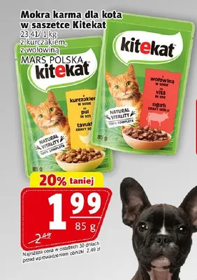 Mokra karma dla kota w saszetce Kitekat z wołowiną promocja w Prim Market