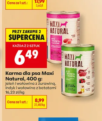 Karma dla psa Maxi Natural indyk i wołowina z batatami promocja w Biedronka
