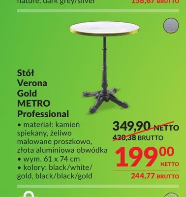 Stół Verona Gold METRO Professional promocja w Makro