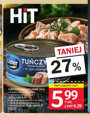 Tuńczyk kawałki Lisner w sosie własnym promocja w Selgros