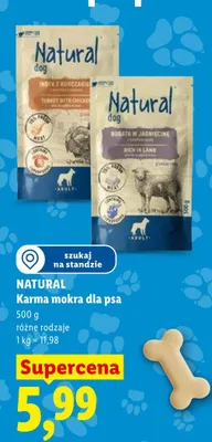 Karma mokra dla psa Natural Dog indyk z kurczakiem promocja w Lidl