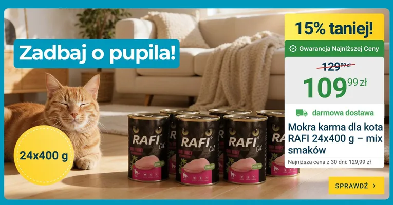 Mokra karma dla kota RAFI 24-pak 400 g mix smaków promocja w ERLI