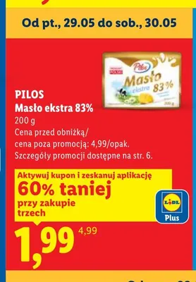 Masło ekstra 83% Pilos promocja w Lidl