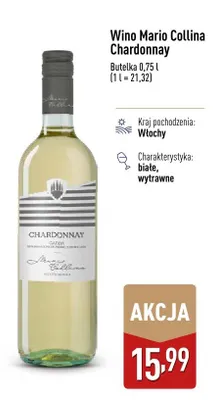 Wino Mario Collina Chardonnay białe wytrawne włoskie promocja w Aldi