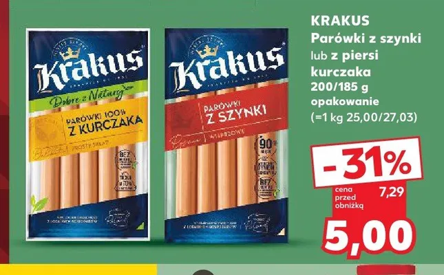 Parówki z piersi kurczaka Krakus promocja w Kaufland