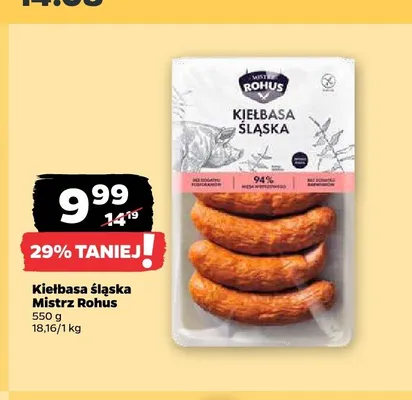 Kiełbasa śląska Mistrz Rohus promocja w Netto