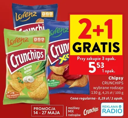 Chipsy Crunchips wybrane rodzaje promocja w Intermarche