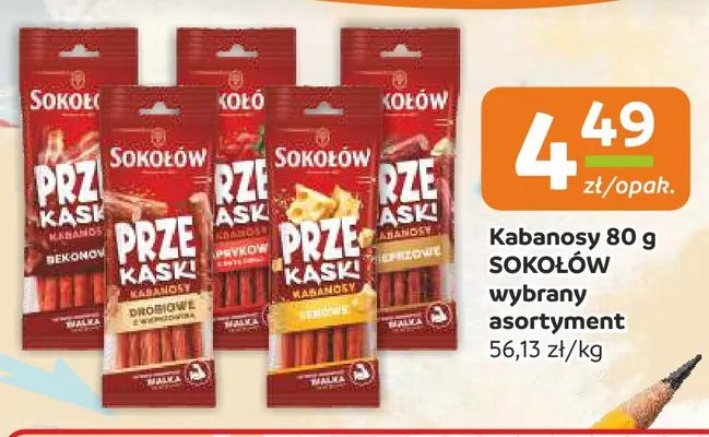 Kabanosy drobiowe Sokołów Przekąski promocja w Gama