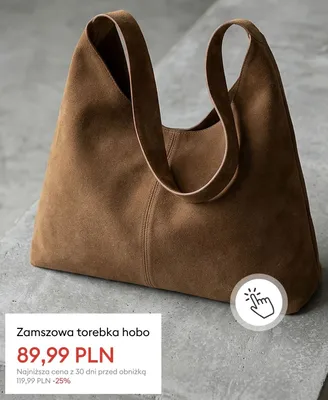Torebka zamszowa hobo promocja w Sinsay