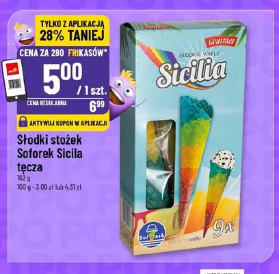 Słodki stożek Soforek Sicila tęcza promocja w POLOmarket
