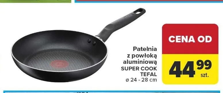 Patelnia z powłoką aluminiową SUPER COOK TEFAL 24-28cm promocja w Carrefour