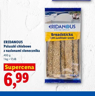 Paluszki chlebowe z nasionami słonecznika Eridanous promocja w Lidl