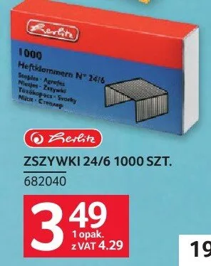Zszywki ZSZYWKI 24/6 1000 SZT. HERLITZ 682040 promocja w Selgros