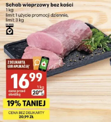 Schab wieprzowy bez kości promocja w Delikatesy Centrum