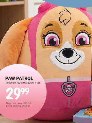 Poduszka kształtka PAW PATROL 32cm promocja w Rossmann