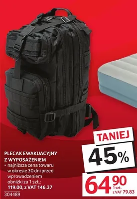 Plecak ewakuacyjny z wyposażeniem promocja w Selgros