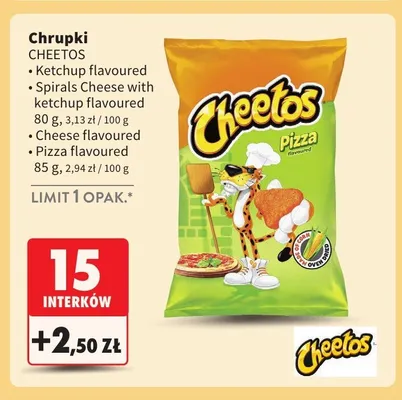 Chrupki Cheetos Spirals Cheese with ketchup flavoured promocja w Intermarche