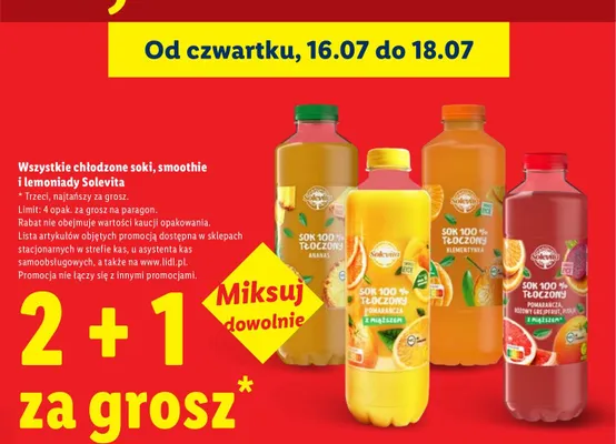 Chłodzone soki, smoothie i lemoniady Solevita promocja w Lidl