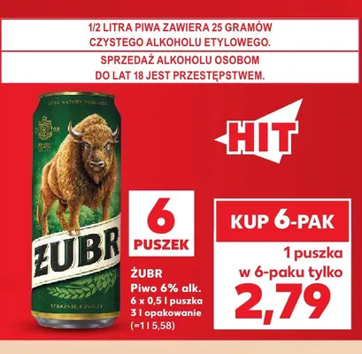 Piwo Żubr 6-pak 500 ml promocja w Kaufland