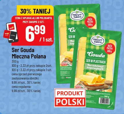 Ser Gouda w plastrach Mleczna Polana promocja w POLOmarket