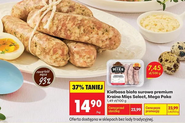 Kiełbasa biała surowa premium promocja w Biedronka