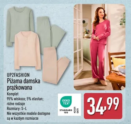Piżama damska prążkowana promocja w Aldi