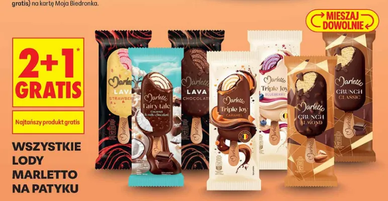 Lody Marletto na patyku promocja w Biedronka