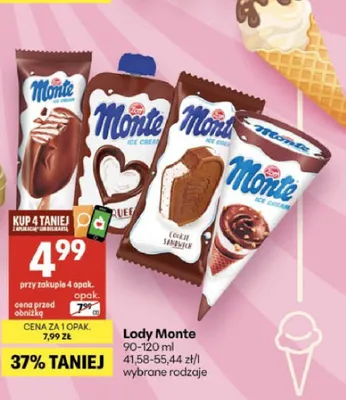 Lody na patyku Zott Monte promocja w Delikatesy Centrum