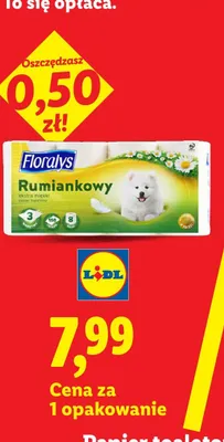 Papier toaletowy rumiankowy 3-warstwowy Floralys promocja w Lidl
