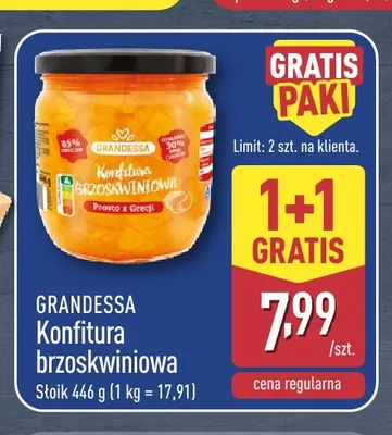 Konfitura brzoskwiniowa Grandessa promocja w Aldi