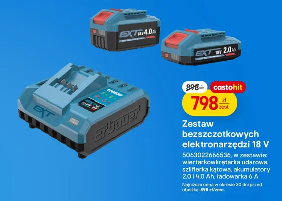 Zestaw bezszczotkowych elektronarzędzi 18 V promocja w Castorama