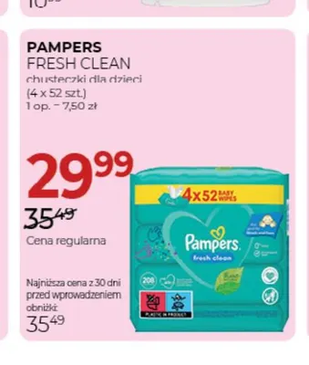 Chusteczki dla dzieci Pampers Fresh Clean 4-pak promocja w Drogerie Jawa