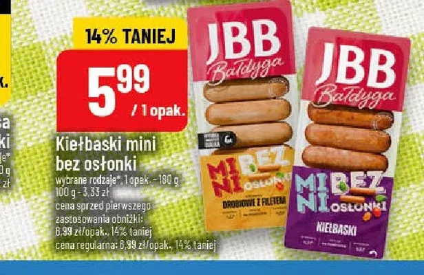 Kiełbaski mini bez osłonki JBB Bałdyga promocja w POLOmarket
