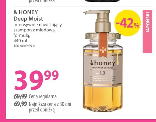 Szampon do włosów & HONEY Deep Moist intensywnie nawilżający z miodową formułą promocja w Hebe