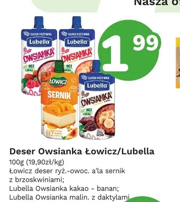 Deser owsianka Lubella kakao banan promocja w Limonka