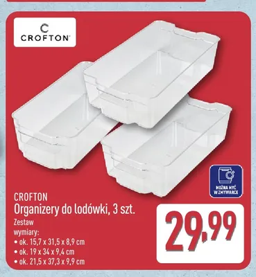 Organizery do lodówki Crofton 3-pak promocja w Aldi