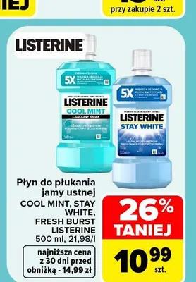 Płyn do płukania jamy ustnej Cool Mint Listerine promocja w Carrefour Market