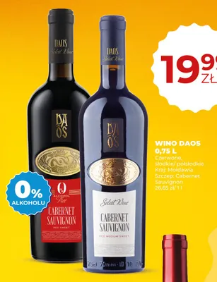 Wino Daos Cabernet Sauvignon czerwone półsłodkie promocja w Duży Ben
