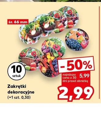 Zakrętki dekoracyjne śr. 66mm promocja w Kaufland