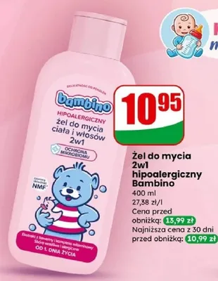 Żel do mycia 2w1 hipoalergiczny Bambino promocja w Dino