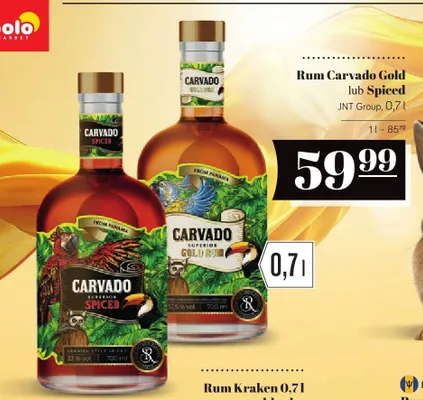Rum Carvado Gold lub Spiced promocja w POLOmarket