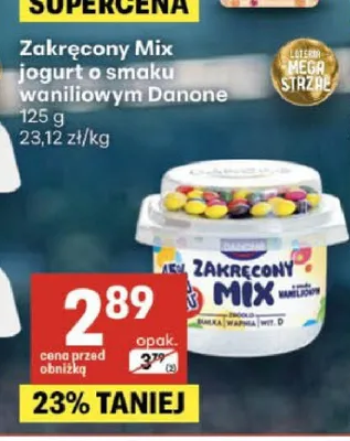 Jogurt o smaku waniliowym Zakręcony Mix Danone promocja w Delikatesy Centrum