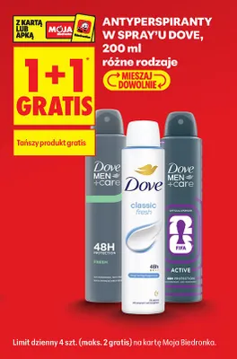 Antyperspiranty w spray'u 200 ml, różne rodzaje 1+1 GRATIS promocja w Biedronka