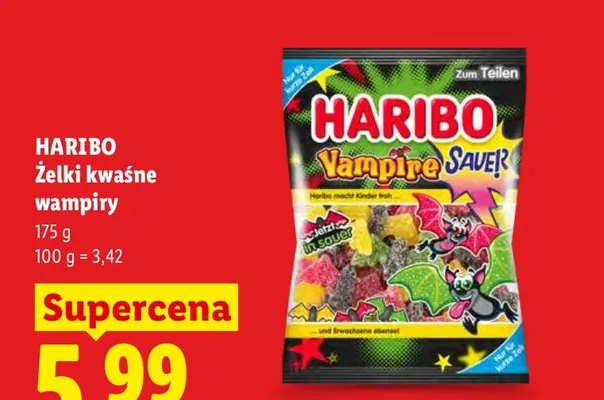 Żelki kwaśne wampiry Haribo Vampire Sauer promocja w Lidl