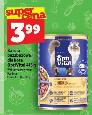 Karma bezzbożowa dla kota Opti Vital kurczak w sosie promocja w TOPAZ