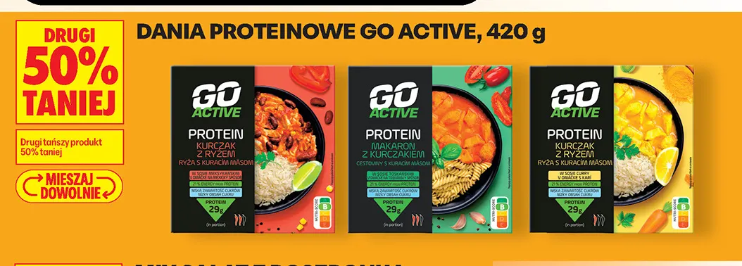 Danie proteinowe kurczak z ryżem w sosie meksykańskim Go Active promocja w Biedronka